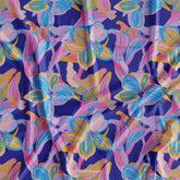 Blue Lilly Floral Digital Printed Fabric Online Market